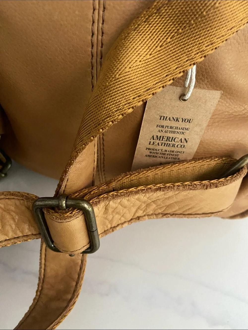 Tan Leather Daypack Backpack